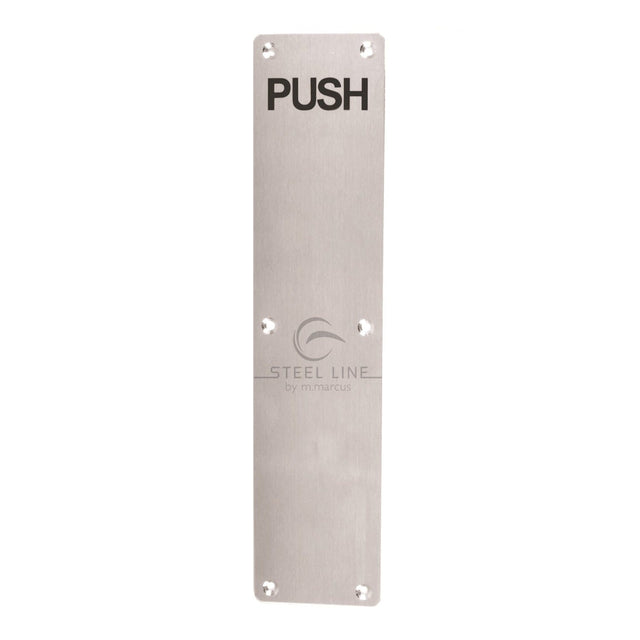 Steel Line Door Furniture Satin Stainless Steel / Finger Plates Steel Line Fingerplate Engraved 'Push' Satin Stainless Steel finish