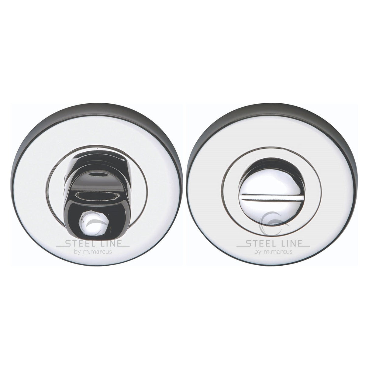 Steel Line Door Furniture Polished Stainless Steel / No Steel Line Thumbturn & Emergency Release for Bathroom & Bedroom Doors Polished Stainless Steel finish