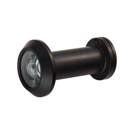 This is an image of a Eurospec - Door Viewer 180 degree with crystal lens - Matt Black that is availble to order from Trade Door Handles in Kendal.