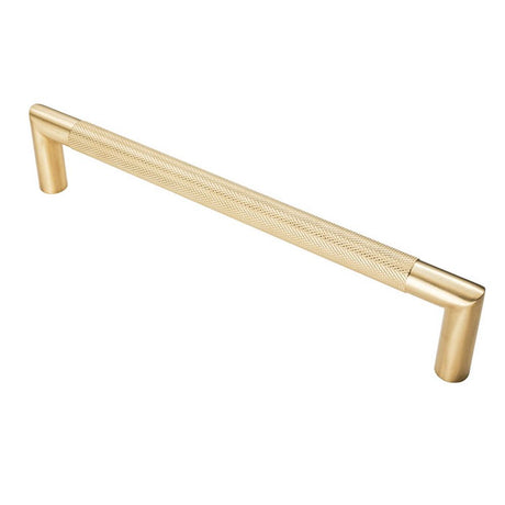 This is an image of a Eurospec - Mitred Knurled Pull Handle - Satin PVD that is availble to order from Trade Door Handles in Kendal.