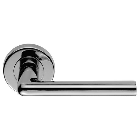 This is an image of a Serozzetta - Uno Lever on Round Rose - Polished Chrome that is availble to order from Trade Door Handles in Kendal.