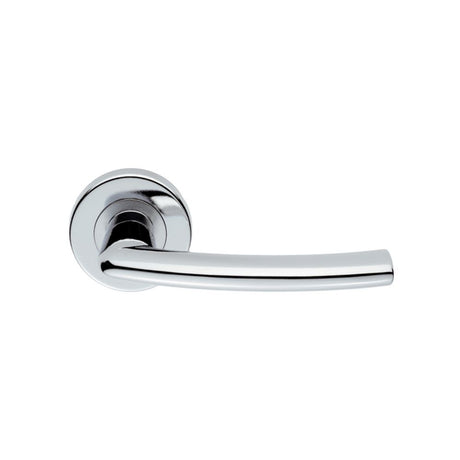 This is an image of a Serozzetta - Dos Lever on Round Rose - Polished Chrome that is availble to order from Trade Door Handles in Kendal.