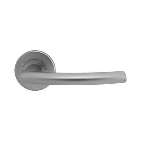 This is an image of a Serozzetta - Dos Lever on Round Rose - Satin Chrome that is availble to order from Trade Door Handles in Kendal.