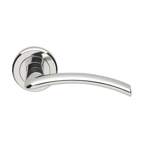 This is an image of a Serozzetta - Tres Lever on Round Rose - Polished Chrome that is availble to order from Trade Door Handles in Kendal.