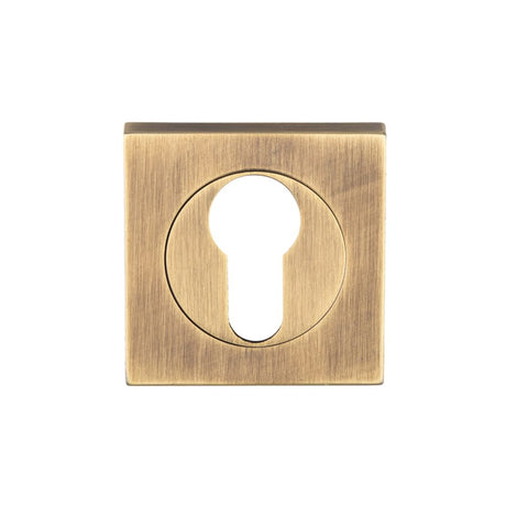 This is an image of a Serozzetta - Square Euro Profile Escutcheon - Antique Brass that is availble to order from Trade Door Handles in Kendal.
