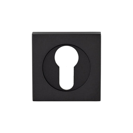 This is an image of a Serozzetta - Square Euro Profile Escutcheon - Matt Black that is availble to order from Trade Door Handles in Kendal.