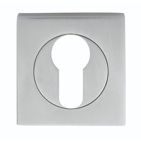 This is an image of a Serozzetta - Square Euro Profile Escutcheon - Satin Chrome that is availble to order from Trade Door Handles in Kendal.