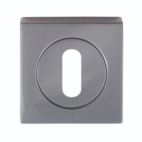 This is an image of a Serozzetta - Square Standard Lock Profile Escutcheon - Black Nickel that is availble to order from Trade Door Handles in Kendal.