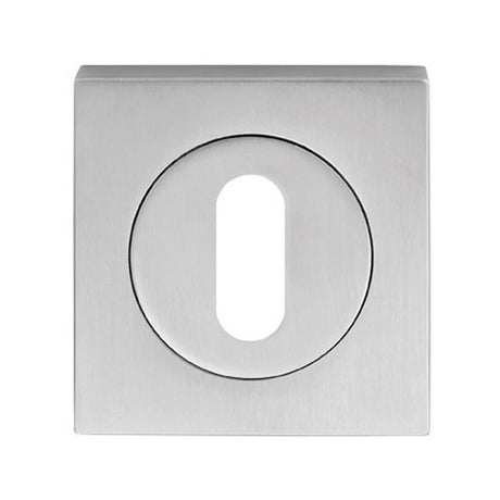 This is an image of a Serozzetta - Square Standard Lock Profile Escutcheon - Polished Chrome that is availble to order from Trade Door Handles in Kendal.