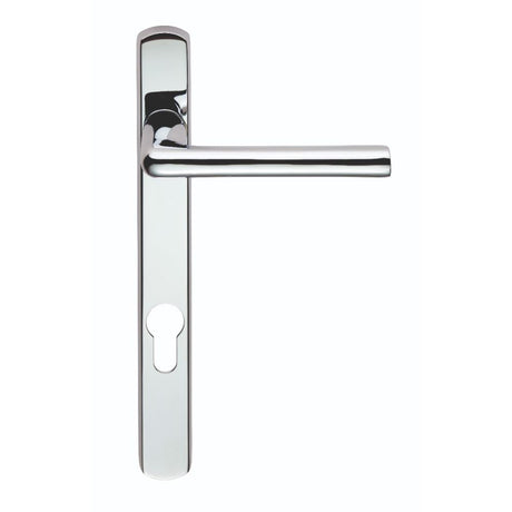 This is an image of a Serozzetta - Rosa Lever on Narrow Plate 92mm c/c - Polished Chrome that is availble to order from Trade Door Handles in Kendal.