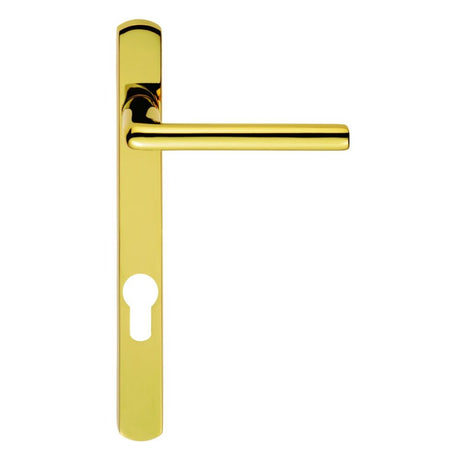 This is an image of a Serozzetta - Rosa Lever on Narrow Plate 92mm c/c - Stainless Brass that is availble to order from Trade Door Handles in Kendal.