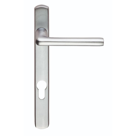 This is an image of a Serozzetta - Rosa Lever on Narrow Plate 92mm c/c - Satin Chrome that is availble to order from Trade Door Handles in Kendal.