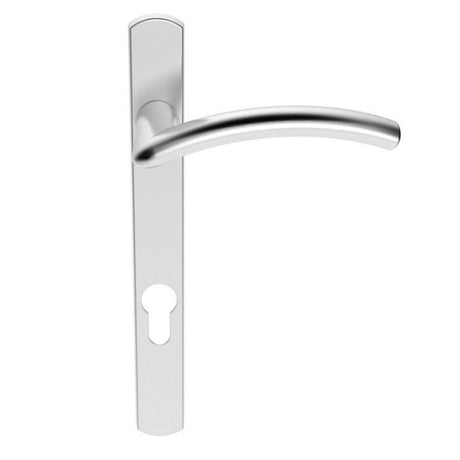 This is an image of a Serozzetta - Serozzetta Verde Lever on Narrow Plate (R/H) - Satin Chrome that is availble to order from Trade Door Handles in Kendal.