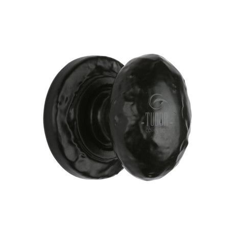 The Tudor Collection Cabinet Hardware Antique Black / Cabinet Knobs / 32mm Dia. The Tudor Collection - Cabinet Knob Rustic Oval Design 32mm Black Iron