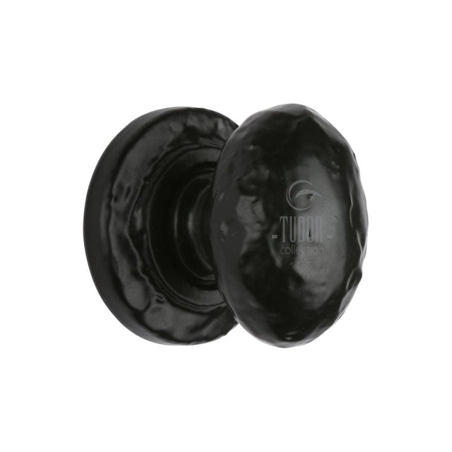 The Tudor Collection Cabinet Hardware Antique Black / Cabinet Knobs / 32mm Dia. The Tudor Collection - Cabinet Knob Rustic Oval Design 32mm Black Iron