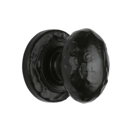 The Tudor Collection Cabinet Hardware Antique Black / Cabinet Knobs / 38mm Dia. The Tudor Collection - Cabinet Knob Rustic Oval Design 38mm Black Iron