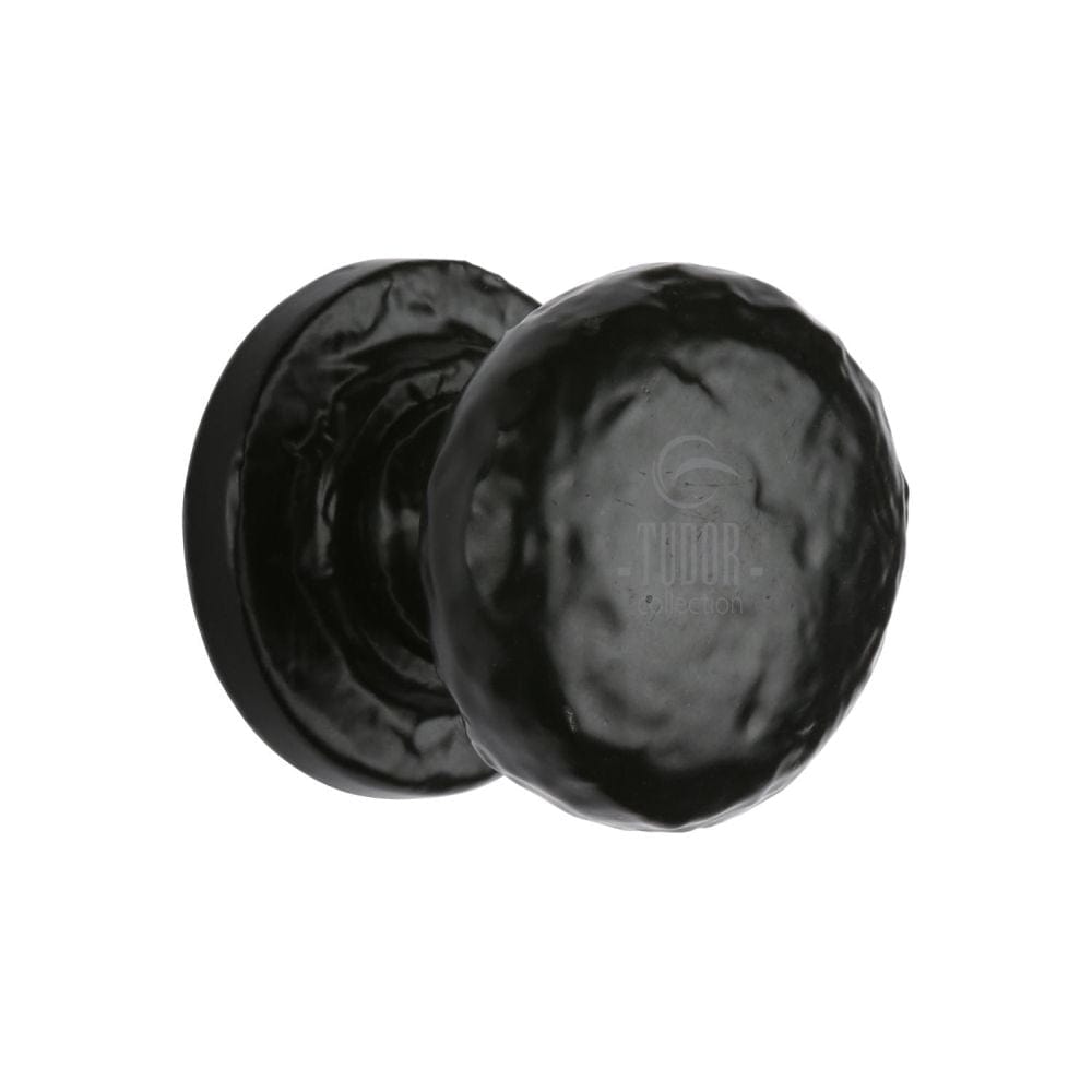 The Tudor Collection Cabinet Hardware Antique Black / Cabinet Knobs / 38mm Dia. The Tudor Collection - Cabinet Knob Rustic Round Design 38mm Black Iron