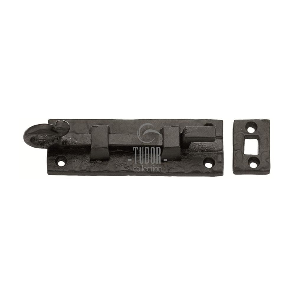 The Tudor Collection Accessories Antique Black / Cranked Surface Bolts / 100mm / 4" The Tudor Collection - Door Bolt Necked 4" Black Iron