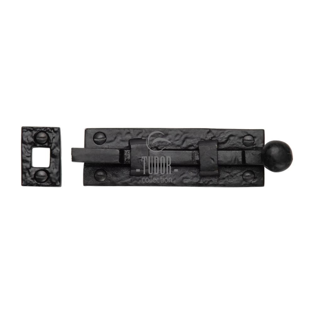 The Tudor Collection Accessories Antique Black / Cranked Surface Bolts / 100mm / 4" The Tudor Collection - Door Bolt Necked 4" Black Iron