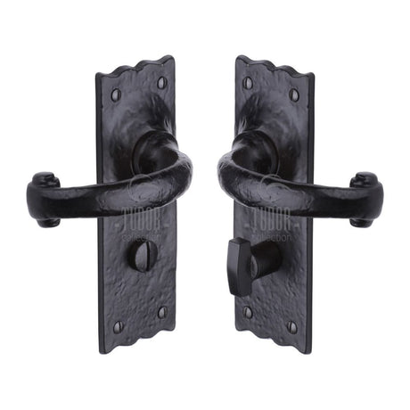The Tudor Collection Door Furniture Antique Black / Bathroom Lock Handles The Tudor Collection - Door Handle for Bathroom Colonial Design Black Iron
