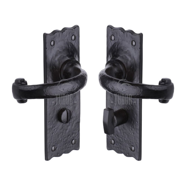 The Tudor Collection Door Furniture Antique Black / Bathroom Lock Handles The Tudor Collection - Door Handle for Bathroom Colonial Design Black Iron