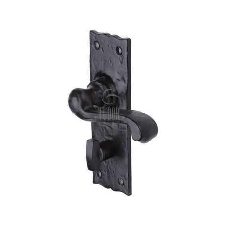 The Tudor Collection Door Furniture Antique Black / Bathroom Lock Handles The Tudor Collection - Door Handle for Bathroom Shropshire Design Black Iron