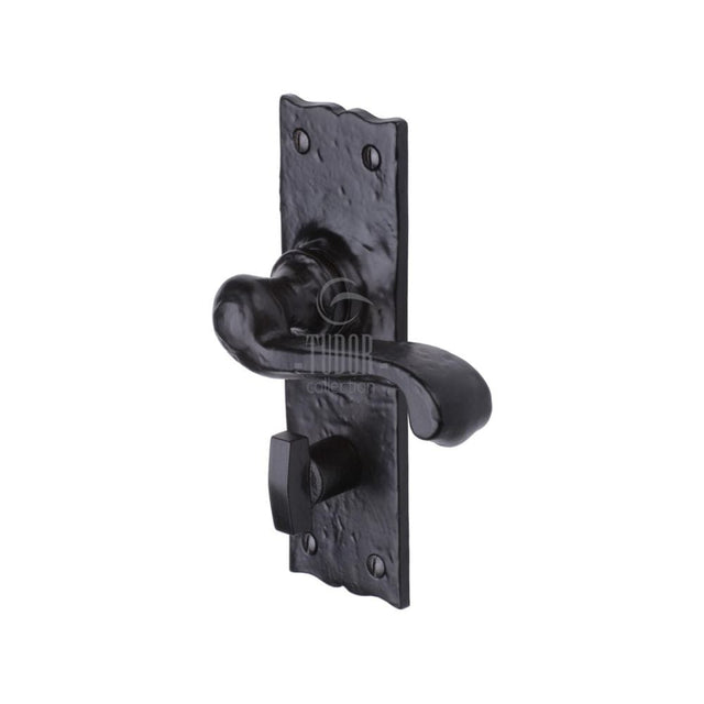 The Tudor Collection Door Furniture Antique Black / Bathroom Lock Handles The Tudor Collection - Door Handle for Bathroom Shropshire Design Black Iron