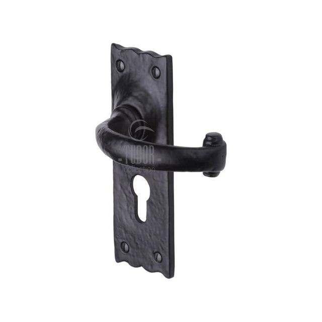 The Tudor Collection Door Furniture Antique Black / Euro Profile Lock Handles The Tudor Collection - Door Handle for Euro Profile Plate Colonial Design Black