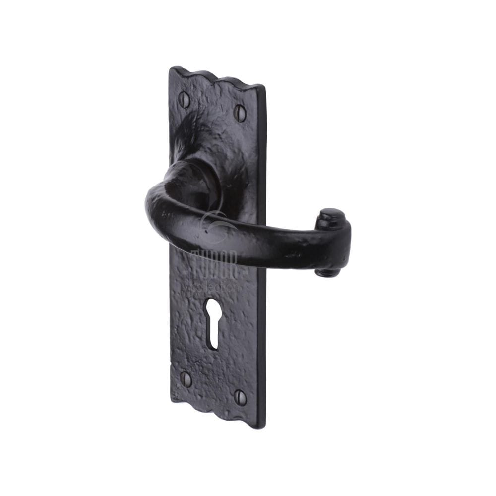 The Tudor Collection Door Furniture Antique Black / Std. Lock Handles The Tudor Collection - Door Handle Lever Lock Colonial Design Black Iron