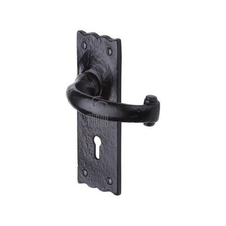 The Tudor Collection Door Furniture Antique Black / Std. Lock Handles The Tudor Collection - Door Handle Lever Lock Colonial Design Black Iron