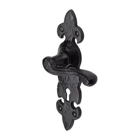 The Tudor Collection Door Furniture Antique Black / Std. Lock Handles The Tudor Collection - Door Handle Lever Lock Fleur de Lys Design Black Iron
