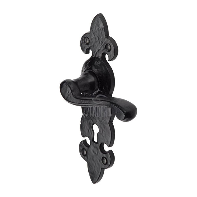 The Tudor Collection Door Furniture Antique Black / Std. Lock Handles The Tudor Collection - Door Handle Lever Lock Fleur de Lys Design Black Iron