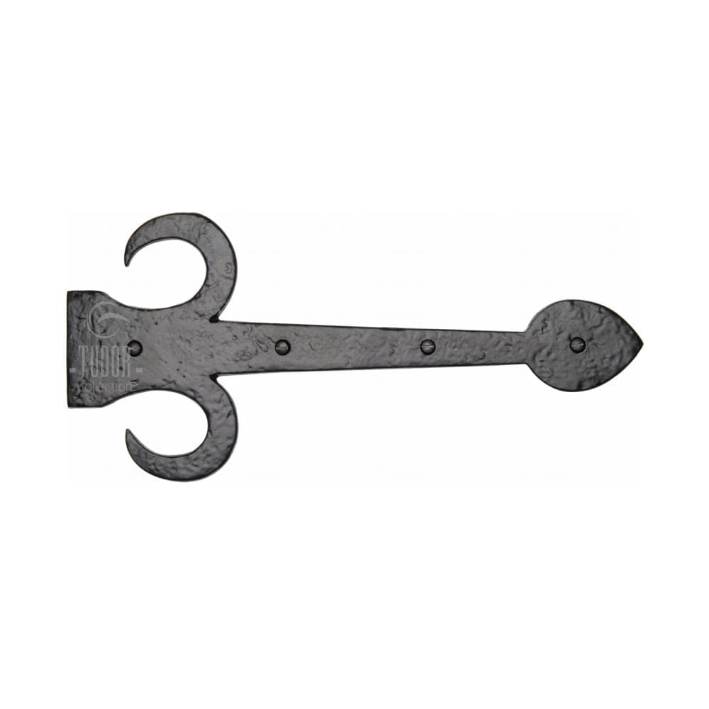 The Tudor Collection Hinges Antique Black / Dummy Hinges / 12" (304mm) The Tudor Collection - Dummy Strap Hinge Fleur de Lys Design 12" Black Iron