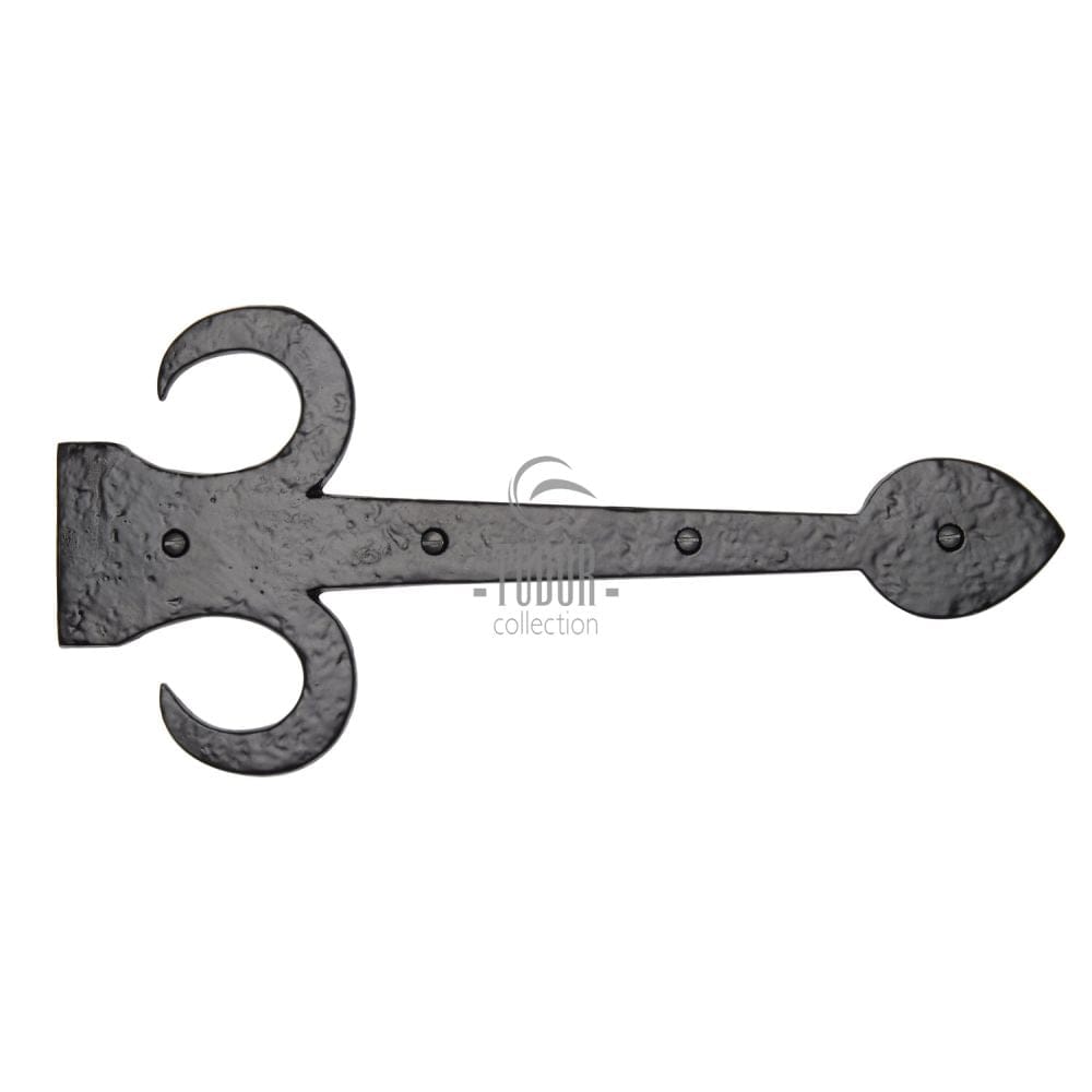 The Tudor Collection Hinges Antique Black / Dummy Hinges / 15" (381mm) The Tudor Collection - Dummy Strap Hinge Fleur de Lys Design 15" Black Iron
