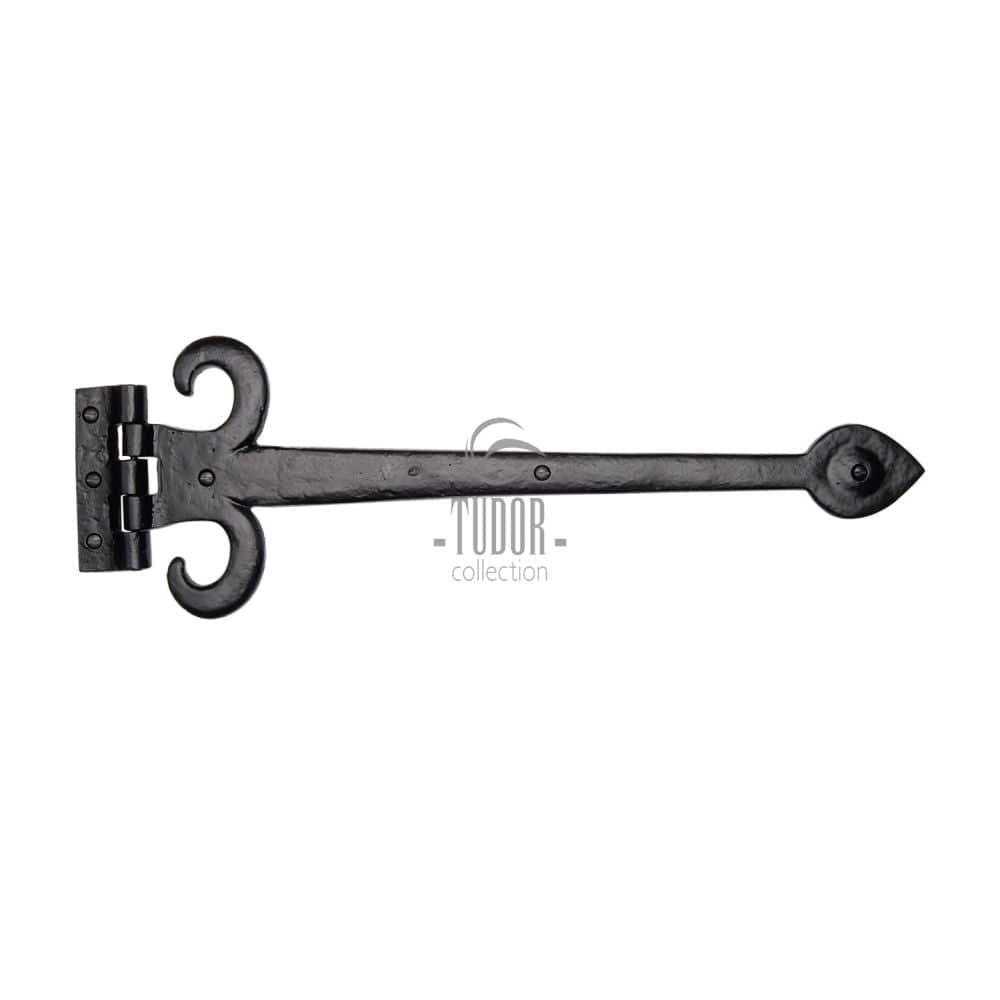 The Tudor Collection Hinges Antique Black / Tee Hinges / 16" (406mm) The Tudor Collection - Fleur de Lys Hinge 16" Black Iron