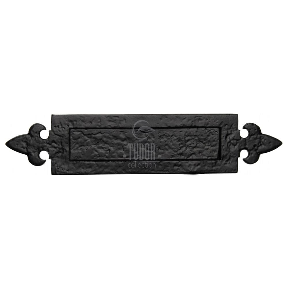 The Tudor Collection Door Furniture Antique Black / Letter Plates / 362 x 79mm The Tudor Collection - Fleur de Lys Letterplate Black Iron