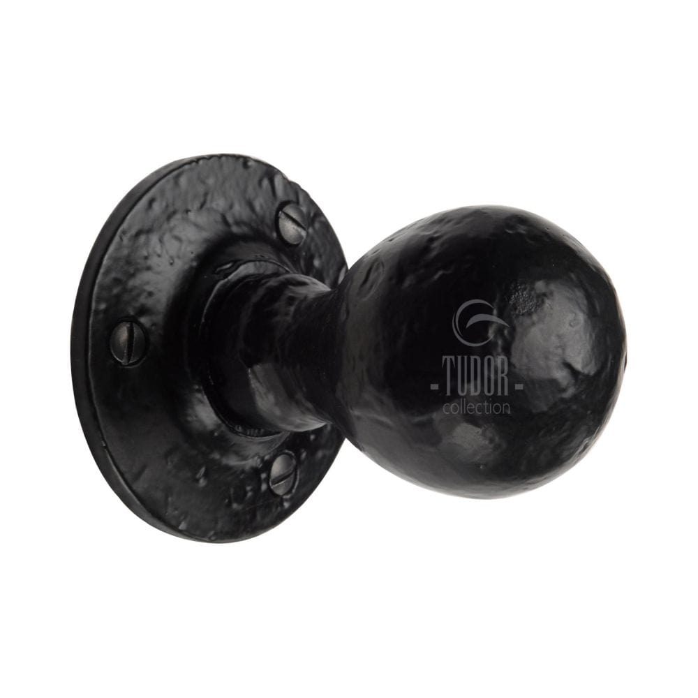 The Tudor Collection Door Furniture Antique Black / Mortice Knobs The Tudor Collection - Mortice Knob on Rose Ball Design Black Iron