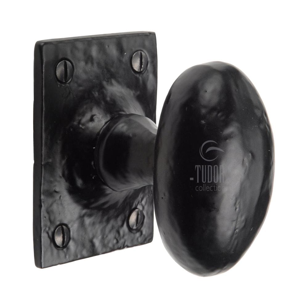 The Tudor Collection Door Furniture Antique Black / Mortice Knobs The Tudor Collection - Mortice Knob on Rose Oval Design Black Iron