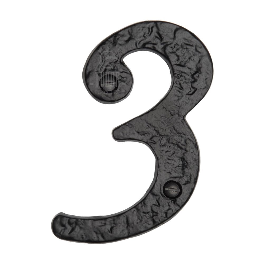 The Tudor Collection Door Furniture Antique Black / Numerals / 3 The Tudor Collection - Numeral 3 - 4" Black Iron