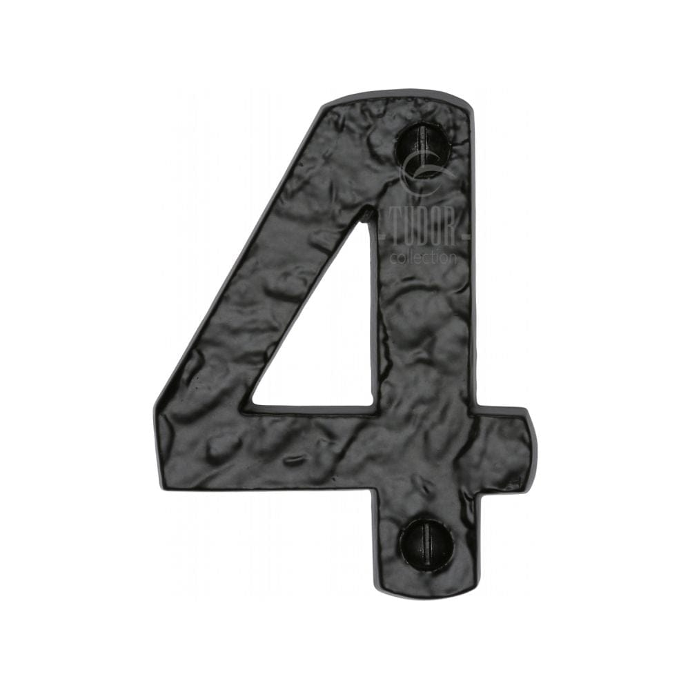 The Tudor Collection Door Furniture Antique Black / Numerals / 4 The Tudor Collection - Numeral 4 - 3" Black Iron