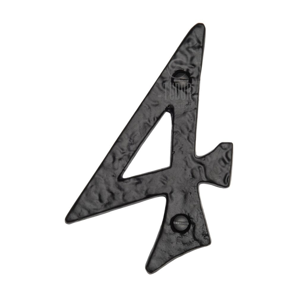 The Tudor Collection Door Furniture Antique Black / Numerals / 4 The Tudor Collection - Numeral 4 - 4" Black Iron