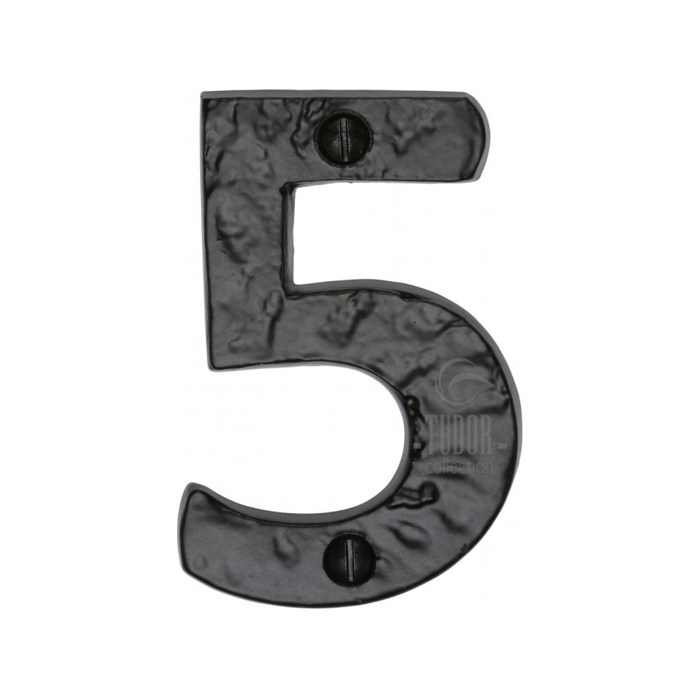The Tudor Collection Door Furniture Antique Black / Numerals / 5 The Tudor Collection - Numeral 5 - 3" Black Iron