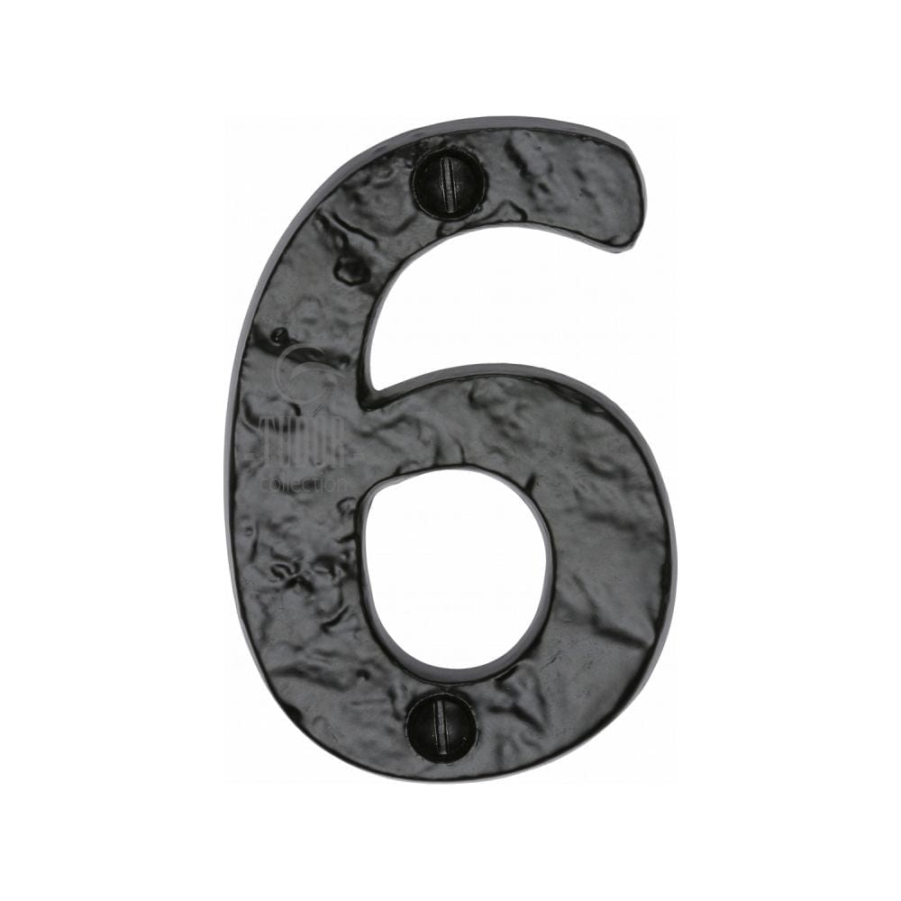 The Tudor Collection Door Furniture Antique Black / Numerals / 6 The Tudor Collection - Numeral 6 - 3" Black Iron