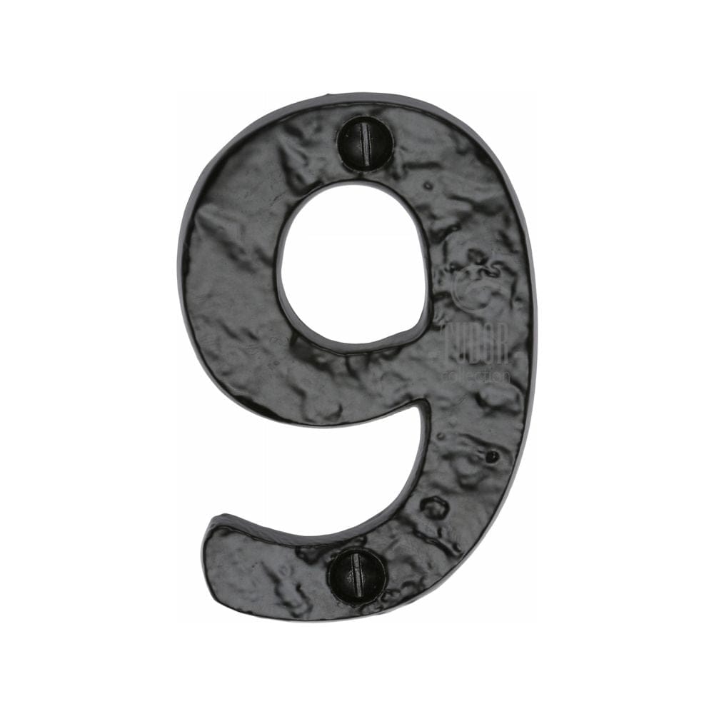 The Tudor Collection Door Furniture Antique Black / Numerals / 9 The Tudor Collection - Numeral 9 - 3" Black Iron