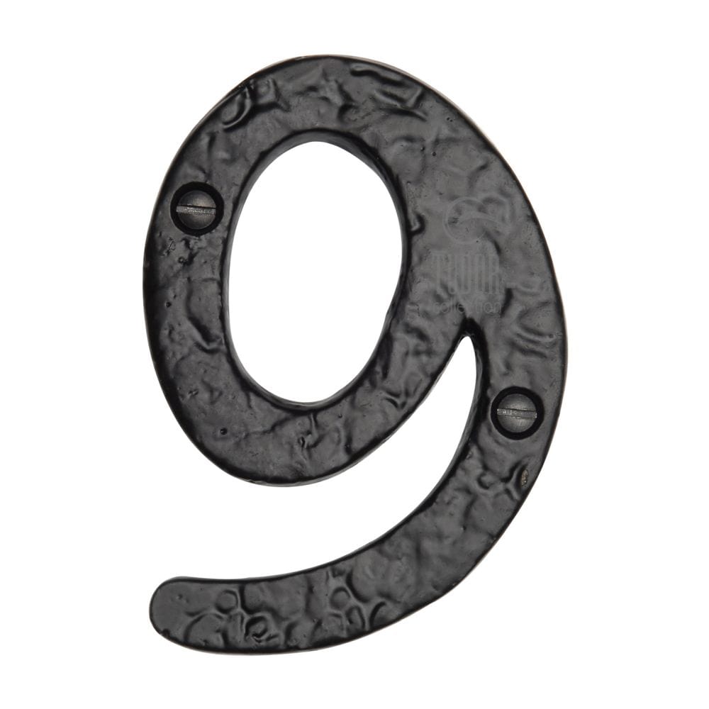 The Tudor Collection Door Furniture Antique Black / Numerals / 9 The Tudor Collection - Numeral 9 - 4" Black Iron