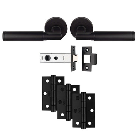 This is an image of a Carlisle Brass - Belas Latch Pack - Ultimate Door Pack - Matt Black that is availble to order from Trade Door Handles in Kendal.