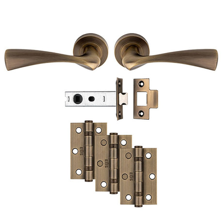 This is an image of a Carlisle Brass - Sintra Latch Pack - Ultimate Door Pack - Antique Brass that is availble to order from Trade Door Handles in Kendal.