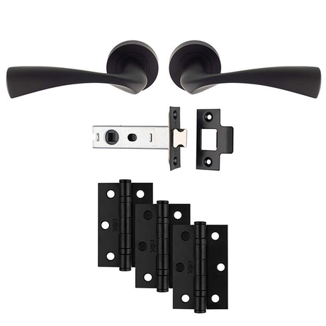 This is an image of a Carlisle Brass - Sintra Latch Pack - Ultimate Door Pack - Matt Black that is availble to order from Trade Door Handles in Kendal.