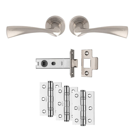 This is an image of a Carlisle Brass - Sintra Latch Pack - Ultimate Door Pack - Satin Nickel that is availble to order from Trade Door Handles in Kendal.