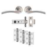 This is an image of a Carlisle Brass - Sines Latch Pack - Ultimate Door Pack - Satin Nickel / Polished that is availble to order from Trade Door Handles in Kendal.